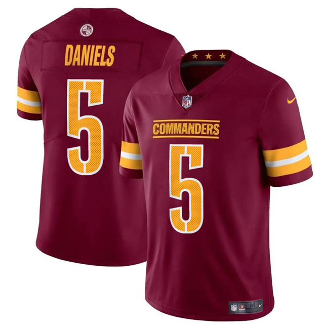 Personalized Youth Washington Commanders #5 Jayden Daniels Burgundy 2024 Draft Limited Stitched Football Jersey