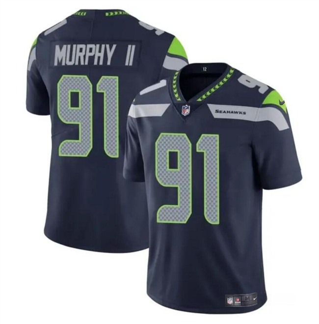 Personalized Youth Seattle Seahawks #91 Byron Murphy II Navy 2024 Draft Limited Stitched Football Jersey