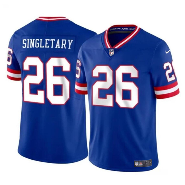 Personalized Youth New York Giants #26 Devin Singletary Royal Throwback Untouchable Limited Stitched Jersey