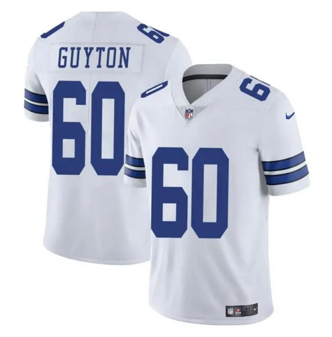Personalized Youth Dallas Cowboys #60 Tyler Guyton White 2024 Draft Untouchable Limited Stitched Football Jersey
