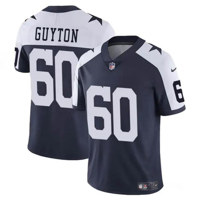 Personalized Youth Dallas Cowboys #60 Tyler Guyton Navy White 2024 Draft Untouchable Thanksgiving Limited Stitched Football Jersey