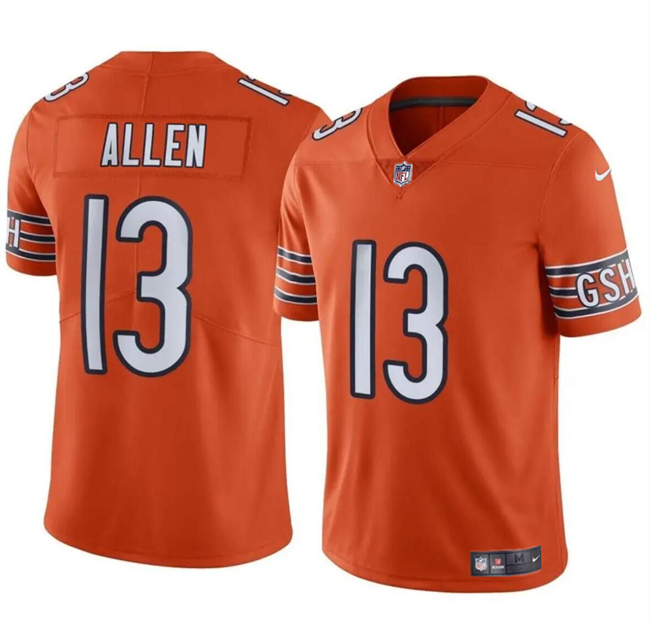 Personalized Youth Chicago Bears #13 Keenan Allen Orange Stitched Football Jersey