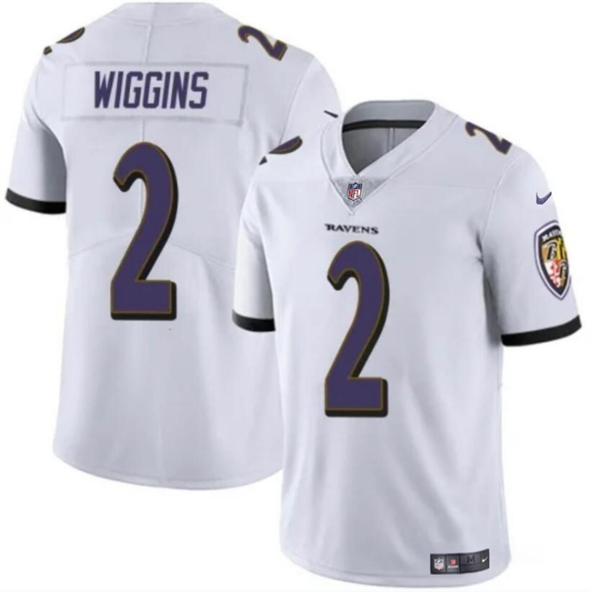 Personalized Youth Baltimore Ravens #2 Nate Wiggins White 2024 Draft Limited Football Jersey