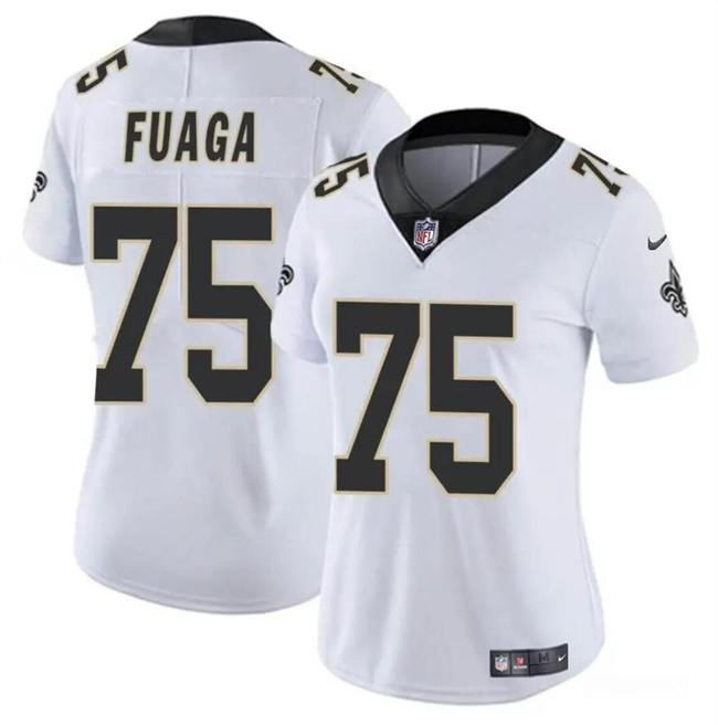 Personalized Women’s New Orleans Saints #75 Taliese Fuaga White 2024 Draft Stitched Game Jersey(Run Small)