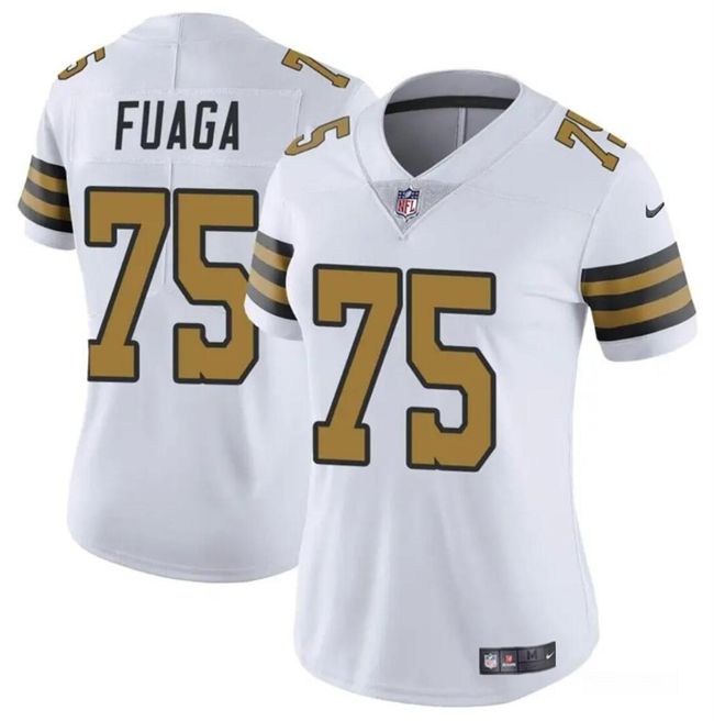 Personalized Women’s New Orleans Saints #75 Taliese Fuaga White 2024 Draft Color Rush Stitched Game Jersey(Run Small)