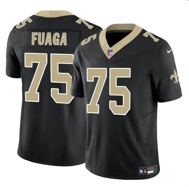 Personalized Men’s New Orleans Saints #75 Taliese Fuaga Black 2024 Draft F.U.S.E Limited Stitched Football Jersey