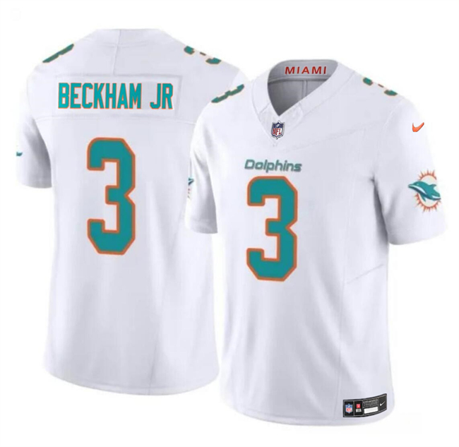 Personalized Men’s Miami Dolphins #3 Odell Beckham Jr White 2023 F.U.S.E Limited Stitched Football Jersey