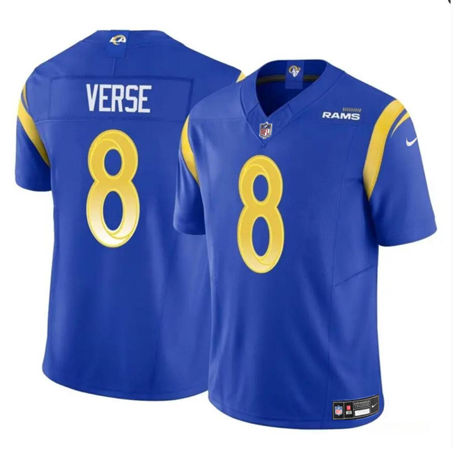 Personalized Men’s Los Angeles Rams #8 Jared Verse Blue 2024 Draft F.U.S.E Untouchable Stitched Football Jersey