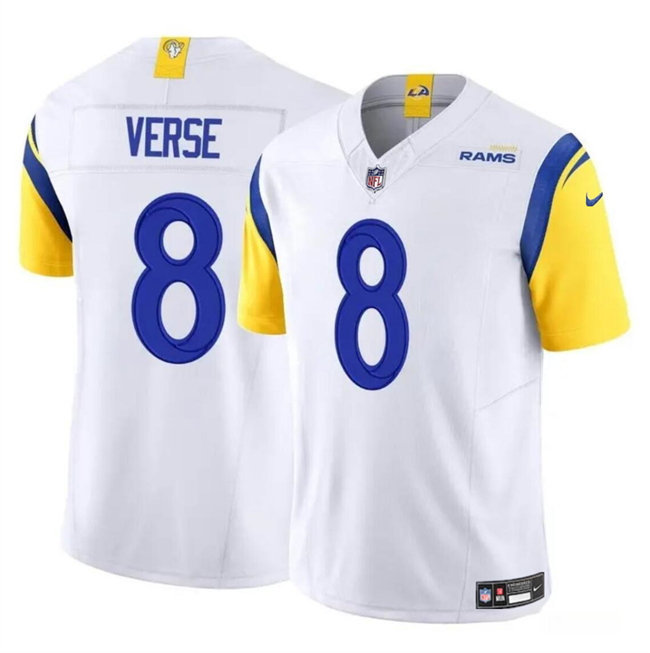 Personalized Men’s Los Angeles Rams #8 Jared Verse White 2024 Draft F.U.S.E Untouchable Stitched Football Jersey