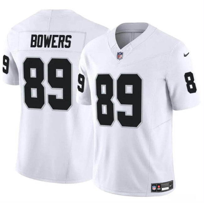 Personalized Men’s Las Vegas Raiders #89 Brock Bowers White 2024 Draft F.U.S.E Stitched Football Jersey