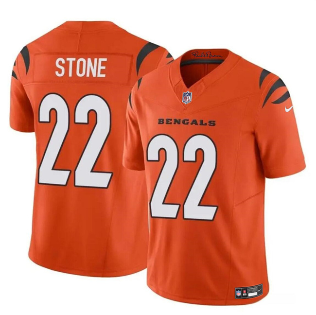 Personalized Men’s Cincinnati Bengals #22 Geno Stone Orange 2023 F.U.S.E Untouchable Limited Stitched Jersey