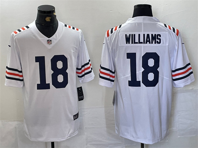 Personalized Men’s Chicago Bears #18 Caleb Williams White 2024 Draft Stitched Football Jersey