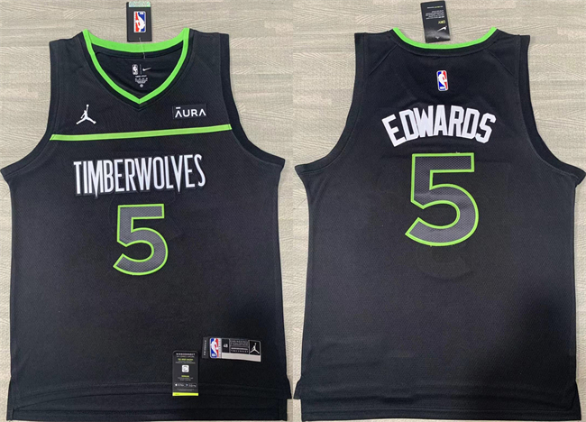 Personalized Men’s Minnesota Timberwolves #5 Anthony Edwards Black Stitched Jersey