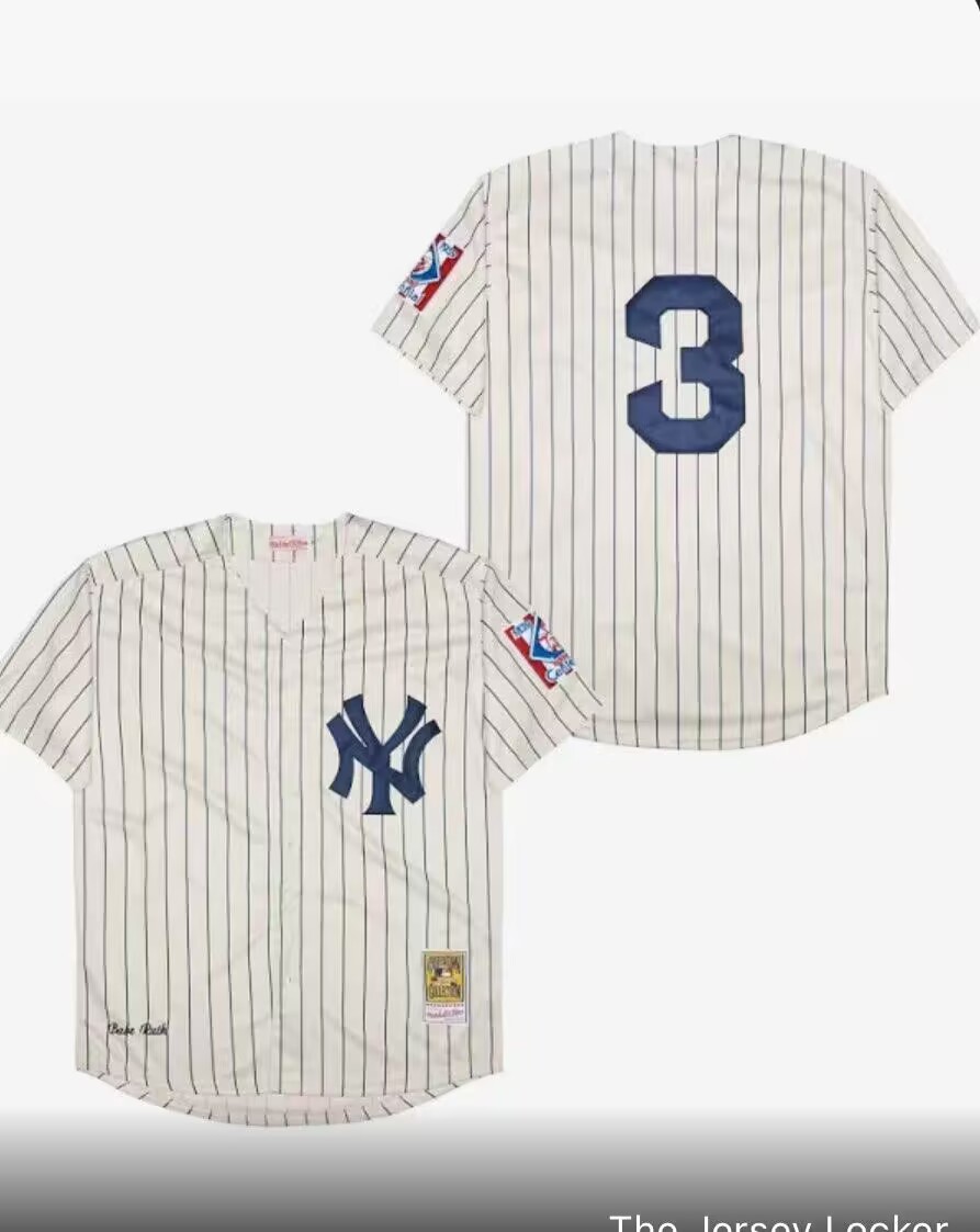 Personalized Men’s New York Yankees #3 Babe Ruth White Throwback Stitched Baseball Jersey