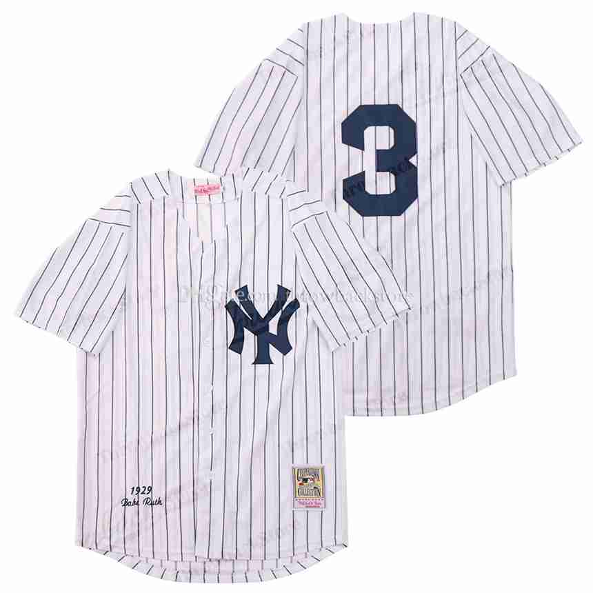Personalized Men’s New York Yankees #3 Babe Ruth White Throwback Stitched Baseball Jersey