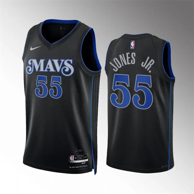 Personalized Men’s Dallas Mavericks #55 Derrick Jones Jr Black 2023 24 City Edition Stitched Basketball Jersey