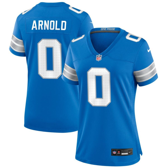 Personalized Women’s Detroit Lions #0 Terrion Arnold Blue 2024 Stitched Jersey(Run Smaller)