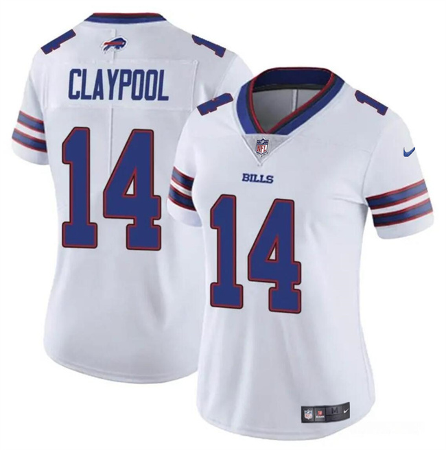 Personalized Women’s Buffalo Bills #14 Chase Claypool White Stitched Football Jersey(Run Small)