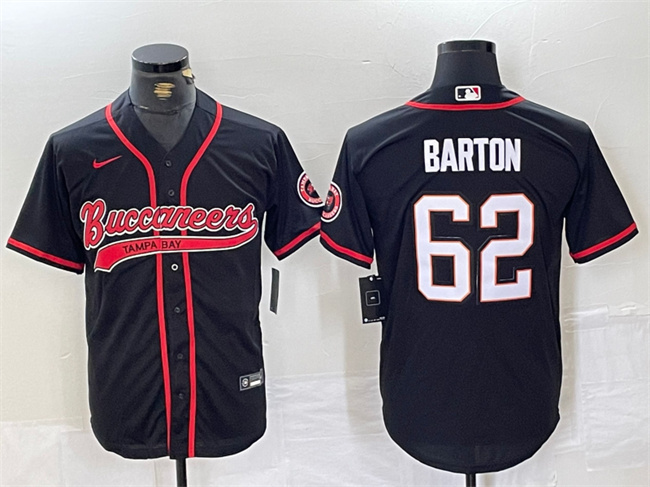 Personalized Men’s Tampa Bay Buccaneers #62 Graham Barton Black Cool Base Stitched Baseball Jersey
