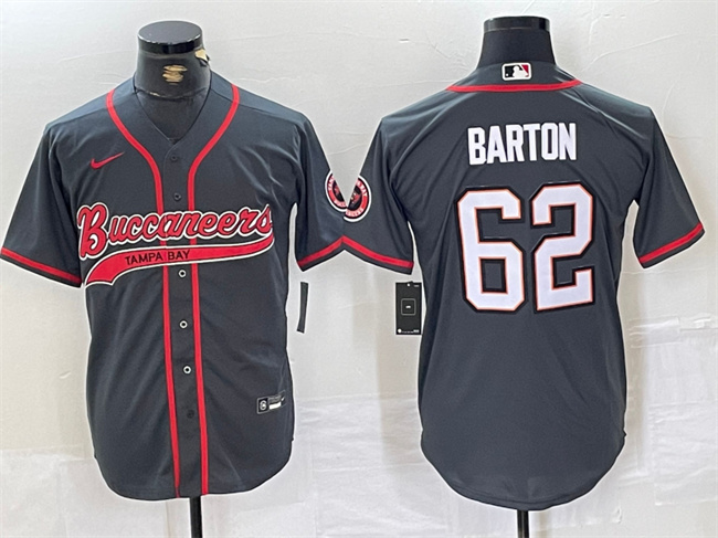 Personalized Men’s Tampa Bay Buccaneers #62 Graham Barton Grey Cool Base Stitched Baseball JerseyS