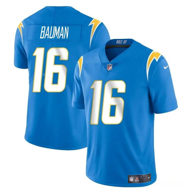 Personalized Men’s Los Angeles Chargers #16 Casey Bauman Blue 2024 Limited Stitched Football Jersey