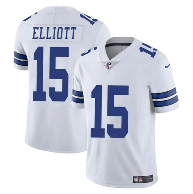 Personalized Men’s Dallas Cowboys #15 Ezekiel Elliott White Untouchable Limited Stitched Football Jersey