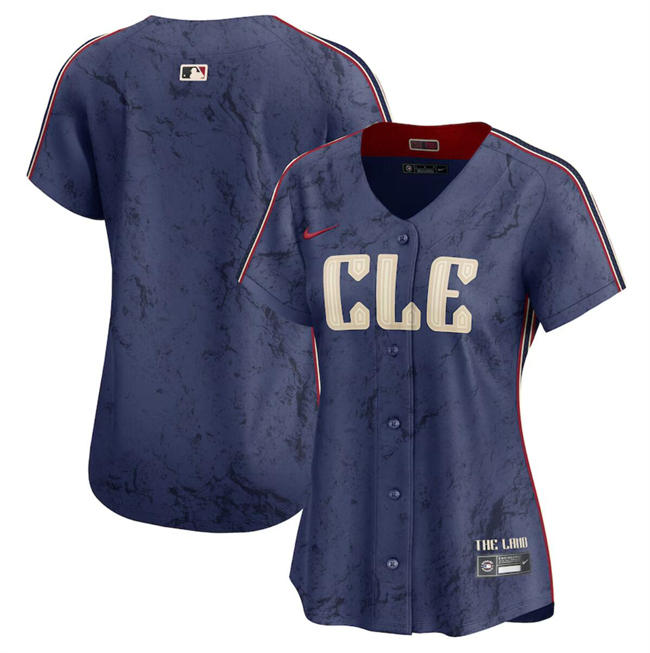 Personalized Women’s Cleveland Guardians Blank Navy 2024 City Connect Stitched Baseball Jersey(Run Small)