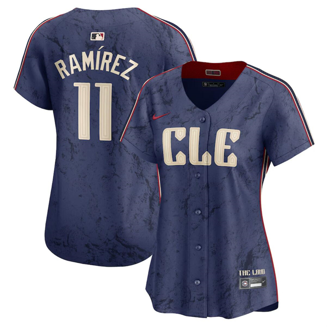 Personalized Women’s Cleveland Guardians #11 José Ramírez Navy 2024 City Connect Stitched Baseball Jersey(Run Small)