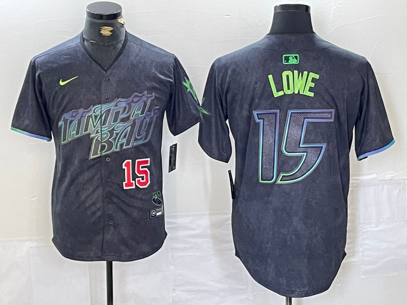 Personalized Men’s Tampa Bay Rays #15 Josh Lowe Charcoal 2024 City Connect Limited Stitched jerseys