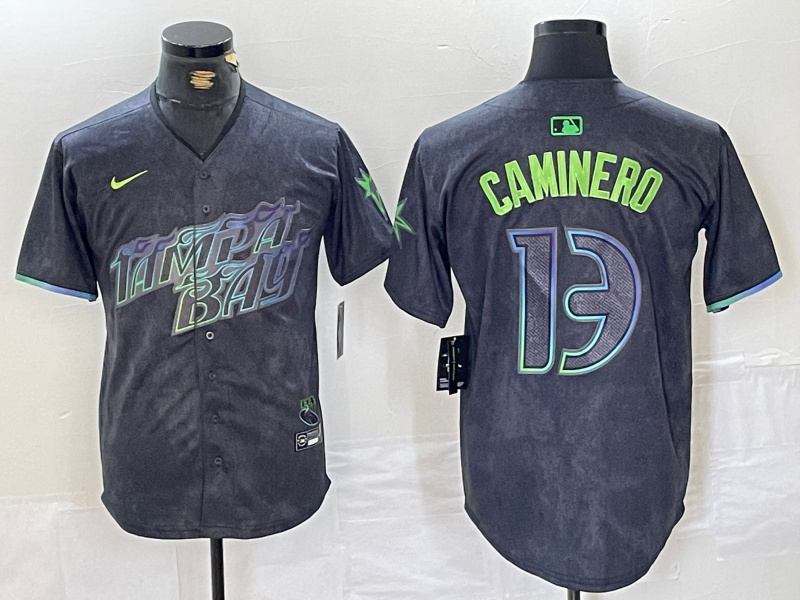 Personalized Men’s Tampa Bay Rays #13 Junior Caminero Charcoal 2024 City Connect Limited Stitched Jerseys