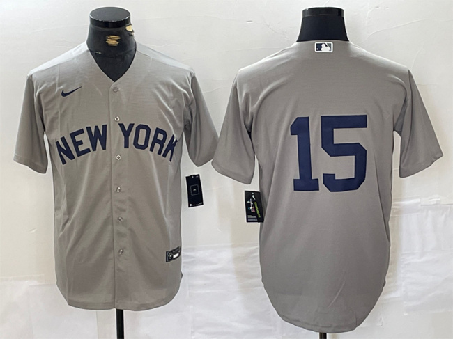 Personalized Men’s New York Yankees #15 Thurman Munson Grey Cool Base Stitched Baseball Jersey