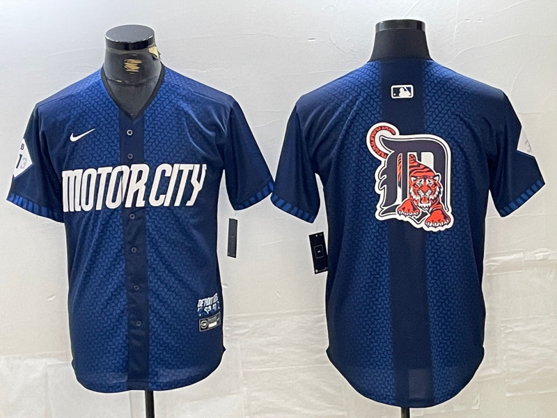 Personalized Men’s Detroit Tigers Team Big Logo 2024 Navy City Connect Cool Base Limited Stitched