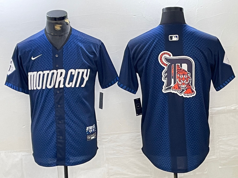 Personalized Men’s Detroit Tigers Team Big Logo 2024 Navy City Connect Cool Base Limited Stitched