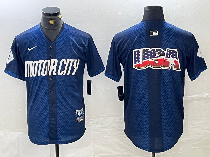 Personalized Men’s Detroit Tigers Team Big Logo 2024 Navy City Connect Cool Base Limited Stitched