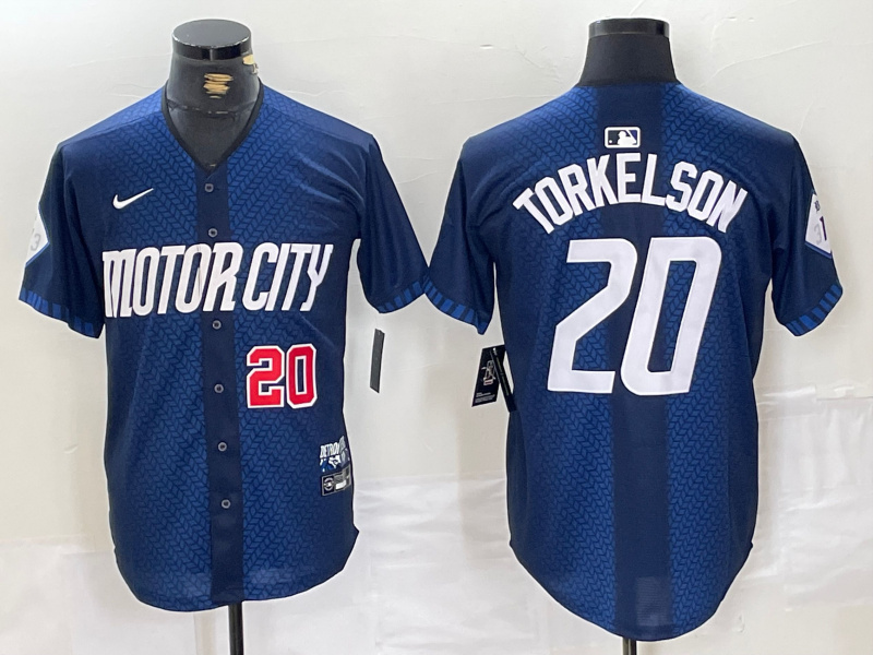 Personalized Men’s Detroit Tigers #20 Spencer Torkelson 2024 Navy City Connect Cool Base Limited jerseys