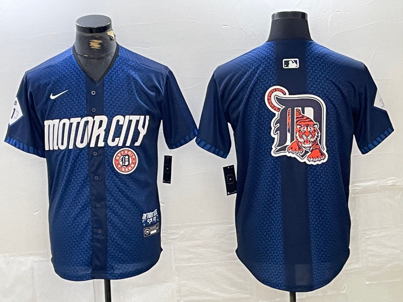 Personalized Men’s Detroit Tigers Team Big Logo 2024 Navy City Connect Cool Base Limited Stitched Jerseys
