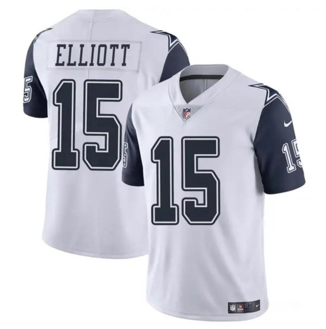 Personalized Youth Dallas Cowboys #15 Ezekiel Elliott White Color Rush Limited Stitched Football Jersey