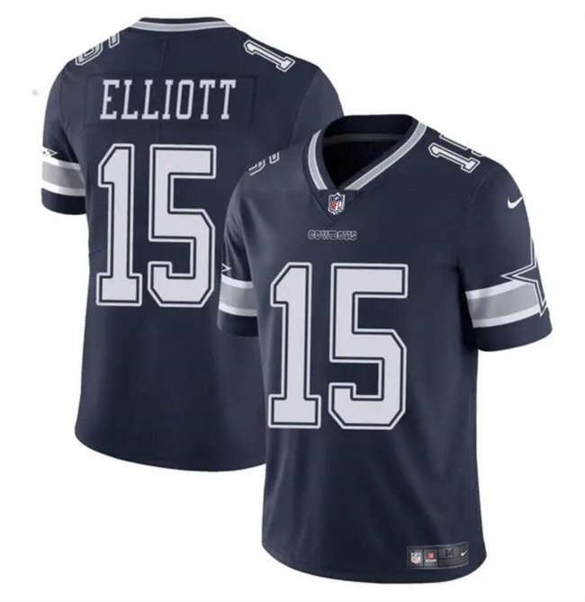Personalized Youth Dallas Cowboys #15 Ezekiel Elliott Navy Untouchable Limited Stitched Football Jersey