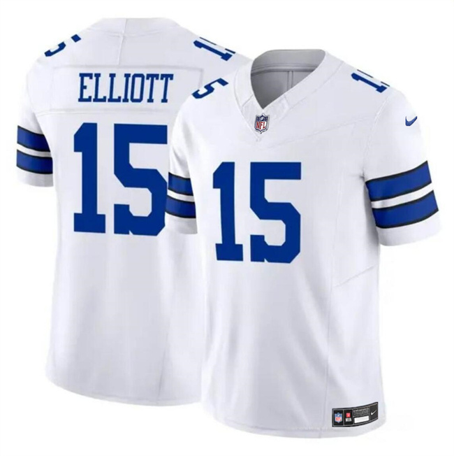 Personalized Youth Dallas Cowboys #15 Ezekiel Elliott White 2023 F.U.S.E Untouchable Limited Stitched Football Jersey