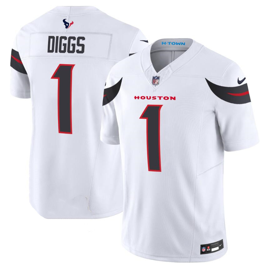 Personalized Men’s Houston Texans #1 Stefon Diggs White 2024 F.U.S.E. Limited Stitched Jersey