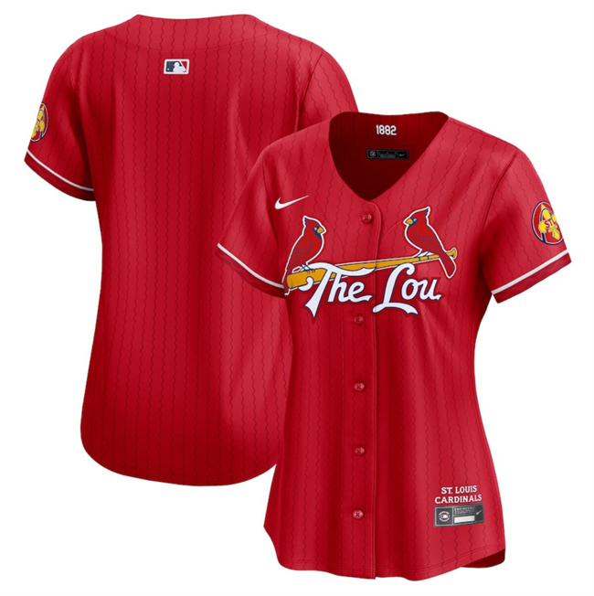 Personalized Women’s St. Louis Cardinals Blank Red 2024 City Connect Limited Stitched Baseball Jersey(Run Small)