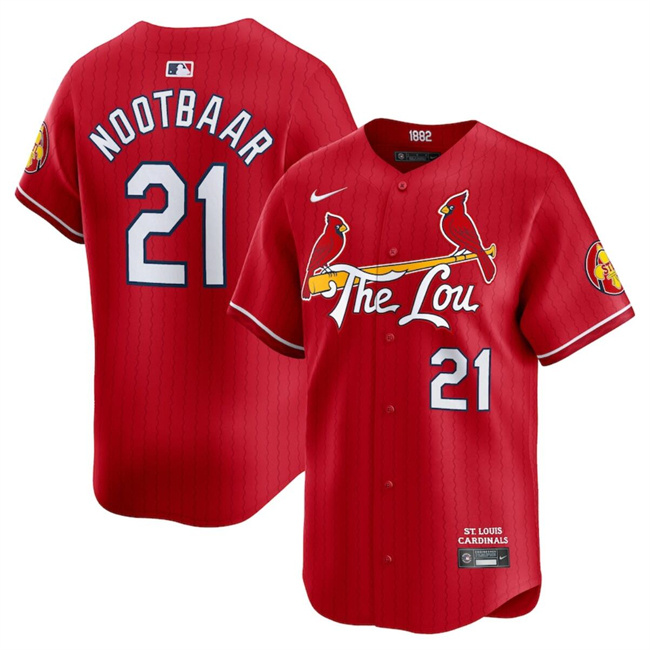 Personalized Men’s St. Louis Cardinals #21 Lars Nootbaar Red 2024 City Connect Limited Stitched Baseball Jersey