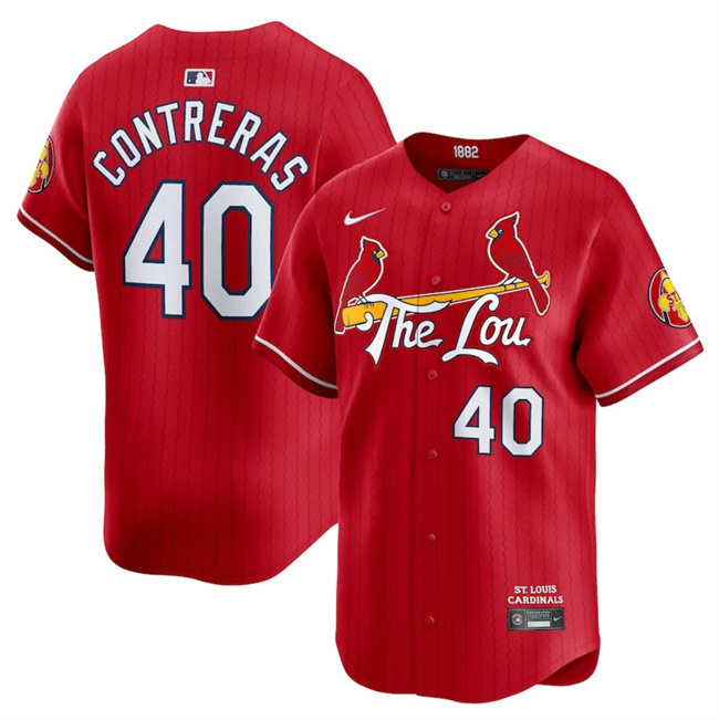 Personalized Men’s St. Louis Cardinals #40 Willson Contreras Red 2024 City Connect Limited Stitched Baseball Jersey
