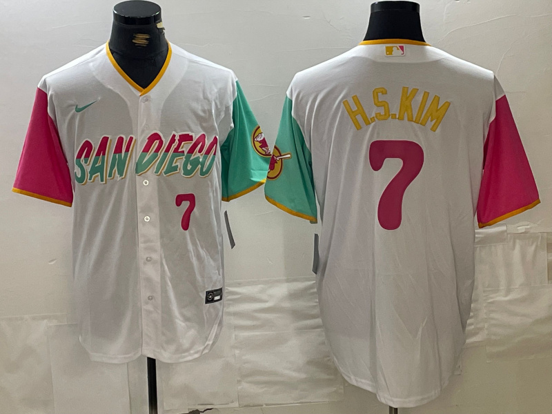 Personalized Men’s San Diego Padres #7 Ha-Seong Kim White City Connect Cool Base Stitched Baseball Jerseys
