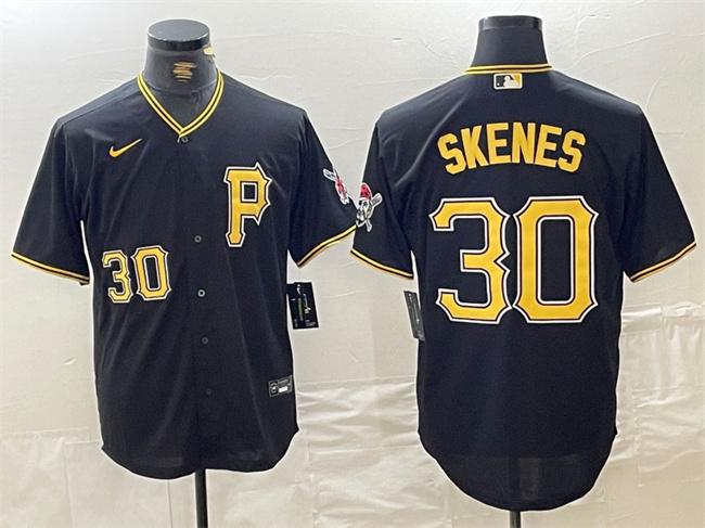 Personalized Men’s Pittsburgh Pirates #30 Paul Skenes Black Stitched Baseball Jersey
