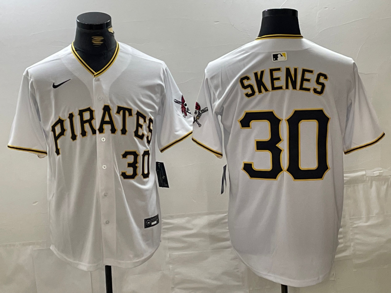 Personalized Men’s Pittsburgh Pirates #30 Paul Skenes white Stitched Baseball Jersey