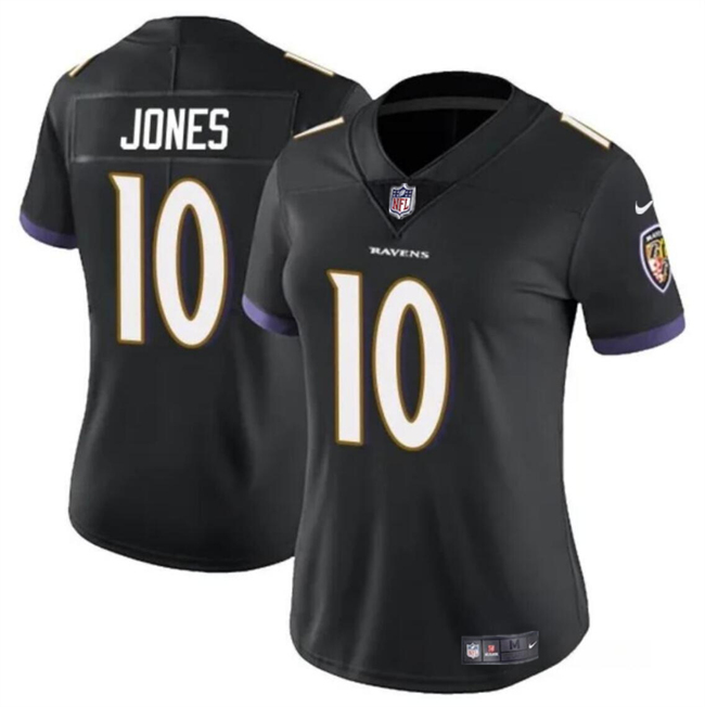 Personalized Women’s Baltimore Ravens #10 Emory Jones Black Football Jersey(Run Small)