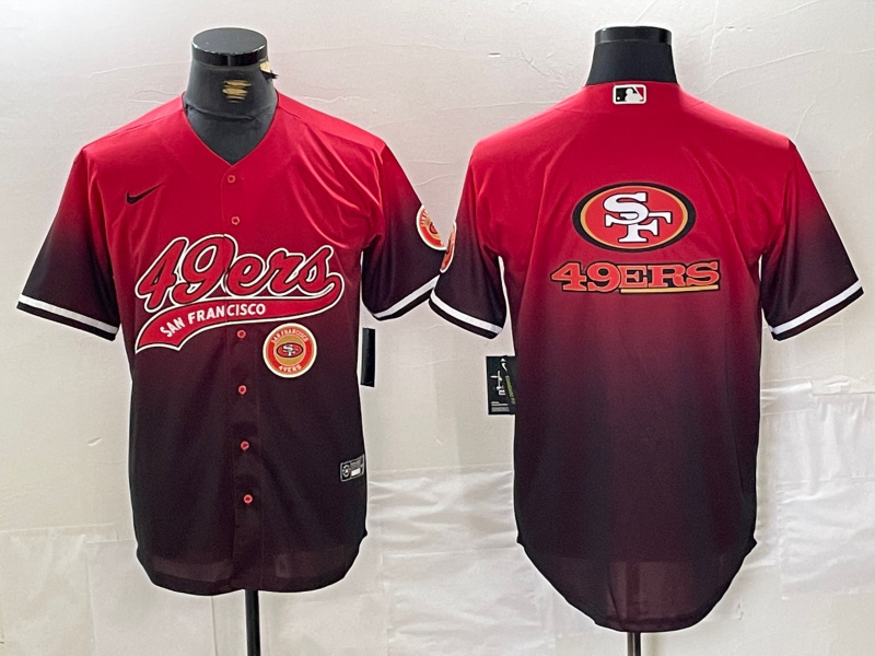 Personalized Men’s San Francisco 49ers Team Big Logo Red Black With Patch Cool Base Stitched Baseball Jerseys