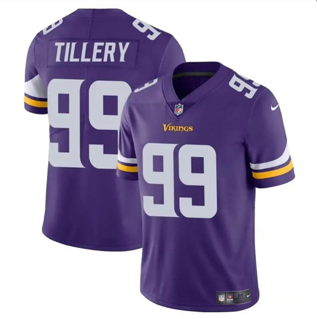 Personalized Men’s Minnesota Vikings #99 Jerry Tillery Purple Untouchable Limited Stitched Jersey