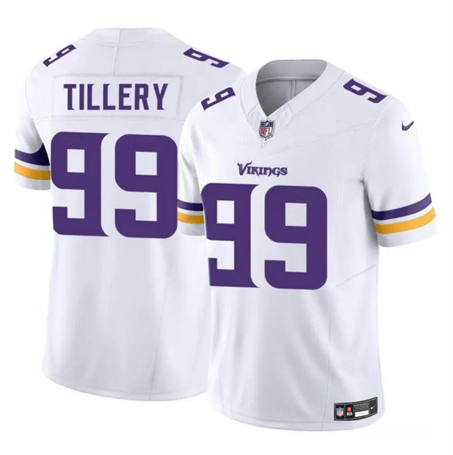 Personalized Men’s Minnesota Vikings #99 Jerry Tillery White 2023 F.U.S.E. Untouchable Limited Stitched Jersey